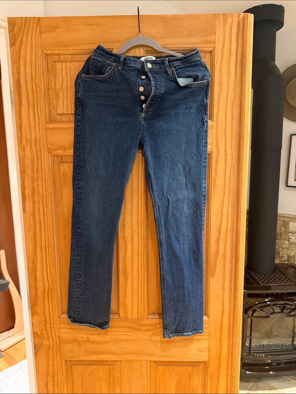 Agolde Indigo High-Rise Skinny Button-Fly Jeans